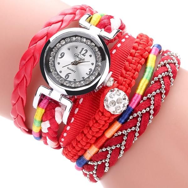 Dy080 Banda De Cuero Fino De Moda Sinuoso Reloj De Pulsera Para Mujer Relojes De Cuarzo Trenzado