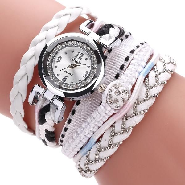 Dy080 Banda De Cuero Fino De Moda Sinuoso Reloj De Pulsera Para Mujer Relojes De Cuarzo Trenzado