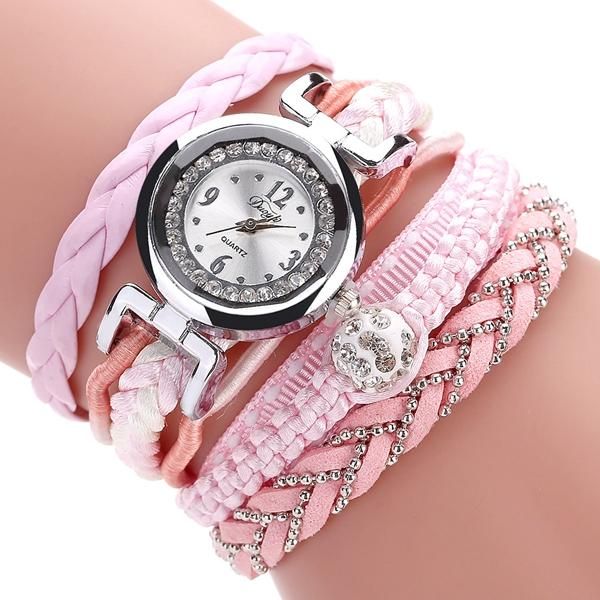 Dy080 Banda De Cuero Fino De Moda Sinuoso Reloj De Pulsera Para Mujer Relojes De Cuarzo Trenzado