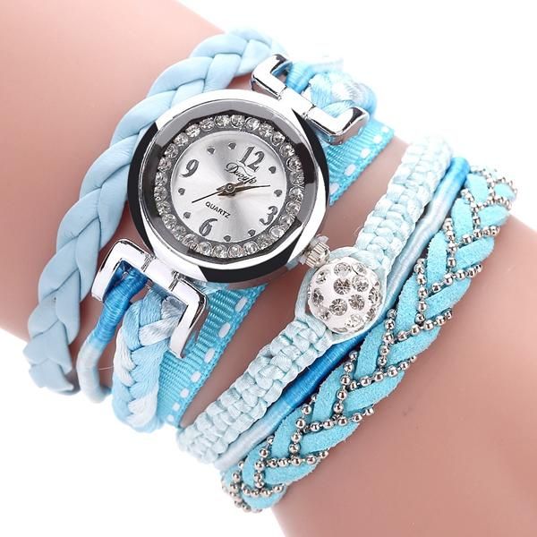 Dy080 Banda De Cuero Fino De Moda Sinuoso Reloj De Pulsera Para Mujer Relojes De Cuarzo Trenzado