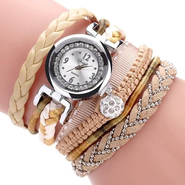 Dy080 Banda De Cuero Fino De Moda Sinuoso Reloj De Pulsera Para Mujer Relojes De Cuarzo Trenzado