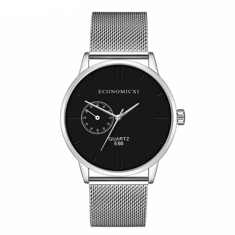 Economicxi E65 Reloj De Pulsera Ultradelgado De Estilo Informal Para Hombre Relojes De Cuarzo Con Banda De Acero Y Malla