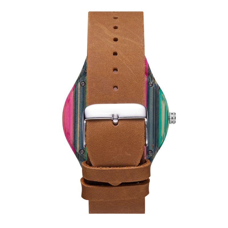 Estuche Colorido De Moda Dial Correa De Cuero Estilo Creativo Reloj Casual Para Hombres Reloj De Cuarzo