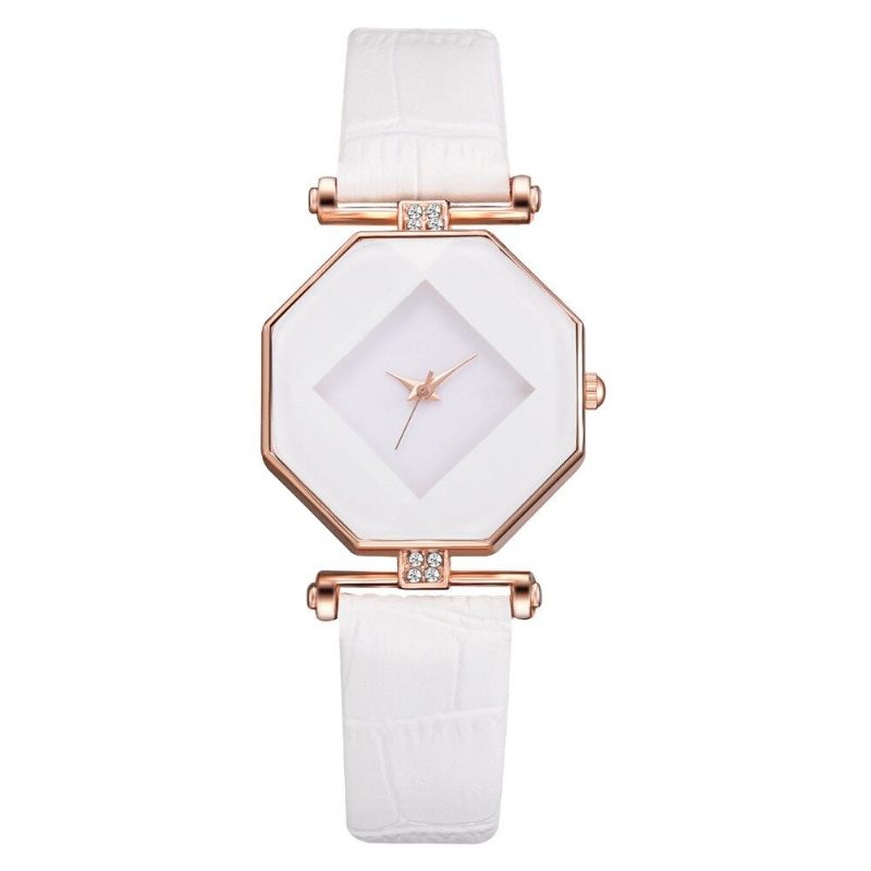 Fahion Diamond Mirror Watch Ladies Dress Reloj De Cuarzo De Cuero Ultrafino Para Mujer