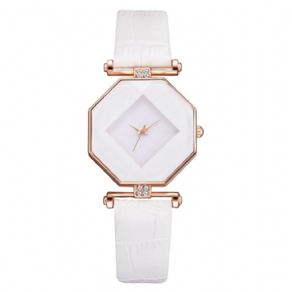 Fahion Diamond Mirror Watch Ladies Dress Reloj De Cuarzo De Cuero Ultrafino Para Mujer