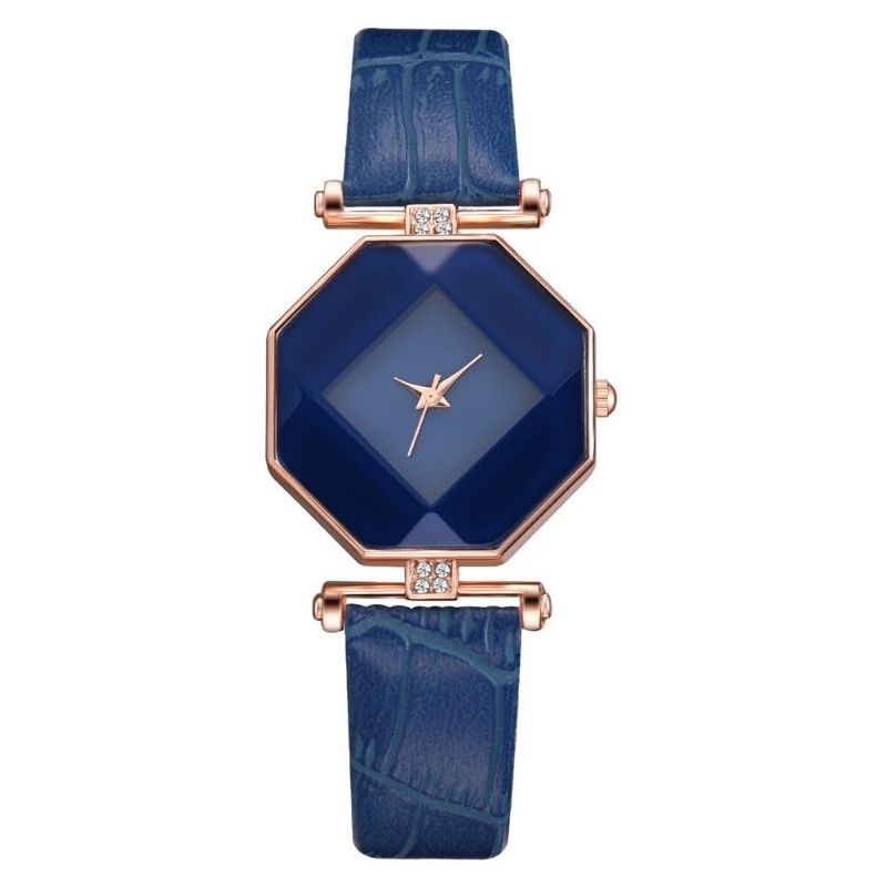 Fahion Diamond Mirror Watch Ladies Dress Reloj De Cuarzo De Cuero Ultrafino Para Mujer