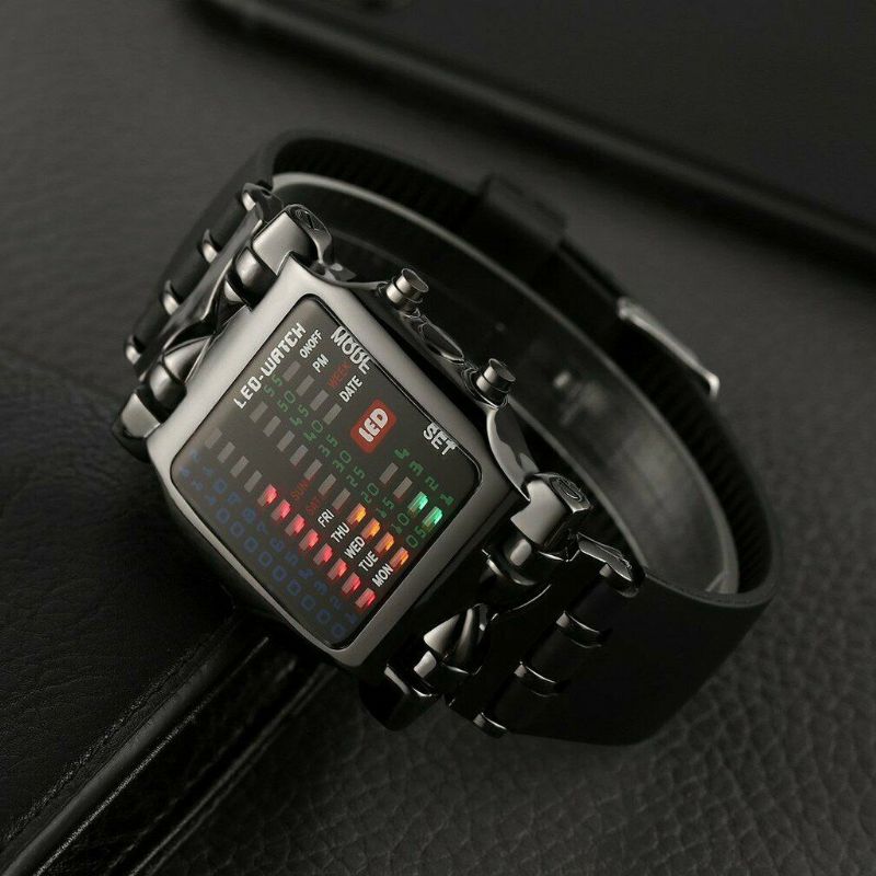 Fashion Square Style Cool Men Watch Led Time Date Week Display Reloj Digital De Luz Colorida