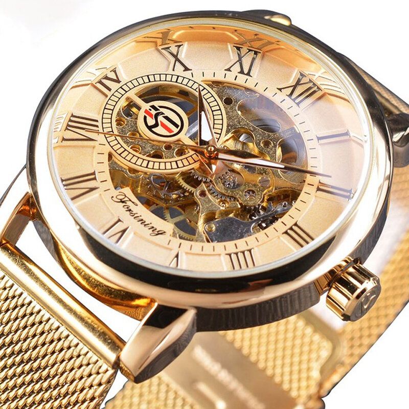 Forsining Gmt1040 Reloj Automático De Moda Para Hombre Pantalla Luminosa Reloj Mecánico De Malla Transparente