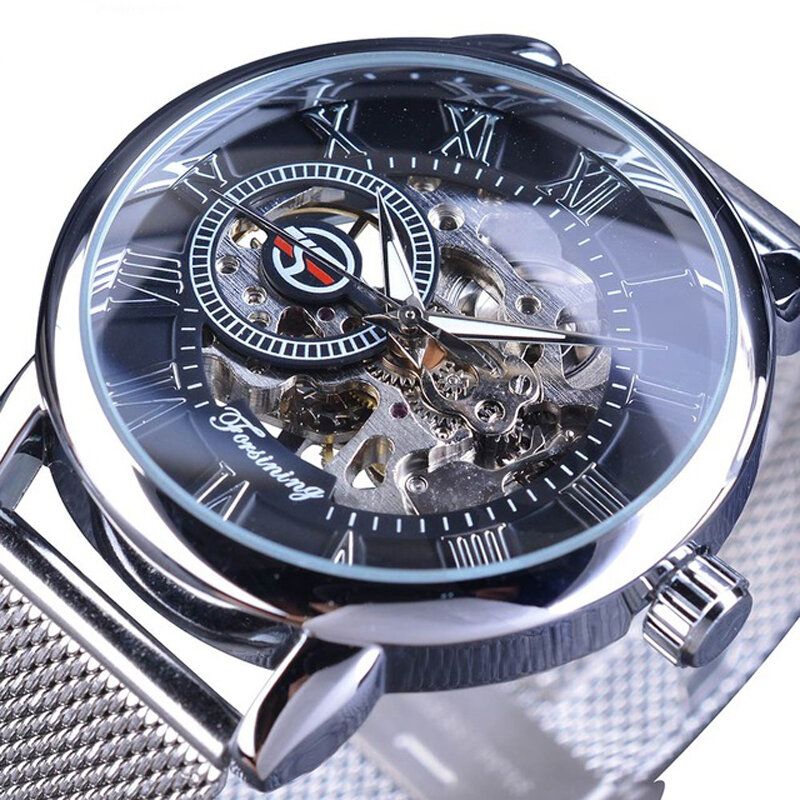 Forsining Gmt1040 Reloj Automático De Moda Para Hombre Pantalla Luminosa Reloj Mecánico De Malla Transparente