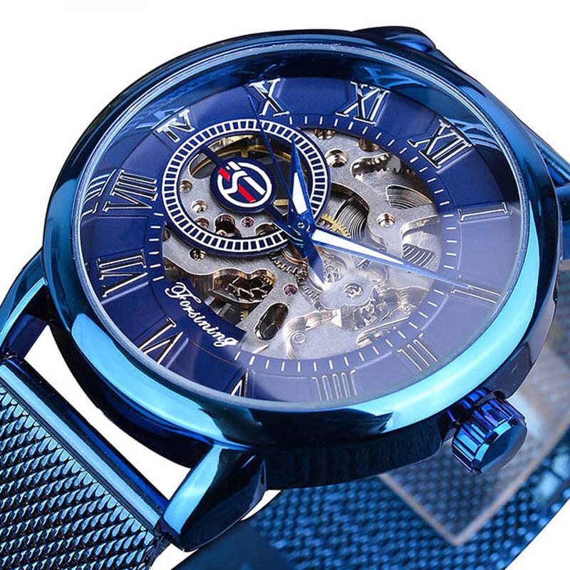 Forsining Gmt1040 Reloj Automático De Moda Para Hombre Pantalla Luminosa Reloj Mecánico De Malla Transparente