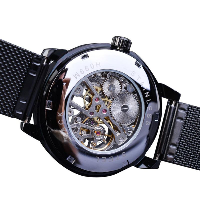 Forsining Gmt1040 Reloj Automático De Moda Para Hombre Pantalla Luminosa Reloj Mecánico De Malla Transparente