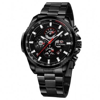 Forsining Gmt1137 Reloj De Moda Para Hombre 3atm Pantalla De Semana Impermeable Reloj Mecánico Con Correa De Acero Inoxidable