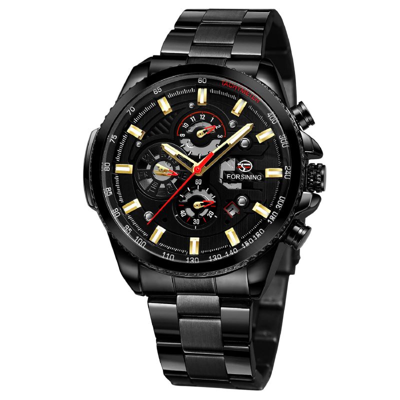 Forsining Gmt1137 Reloj De Moda Para Hombre 3atm Pantalla De Semana Impermeable Reloj Mecánico Con Correa De Acero Inoxidable