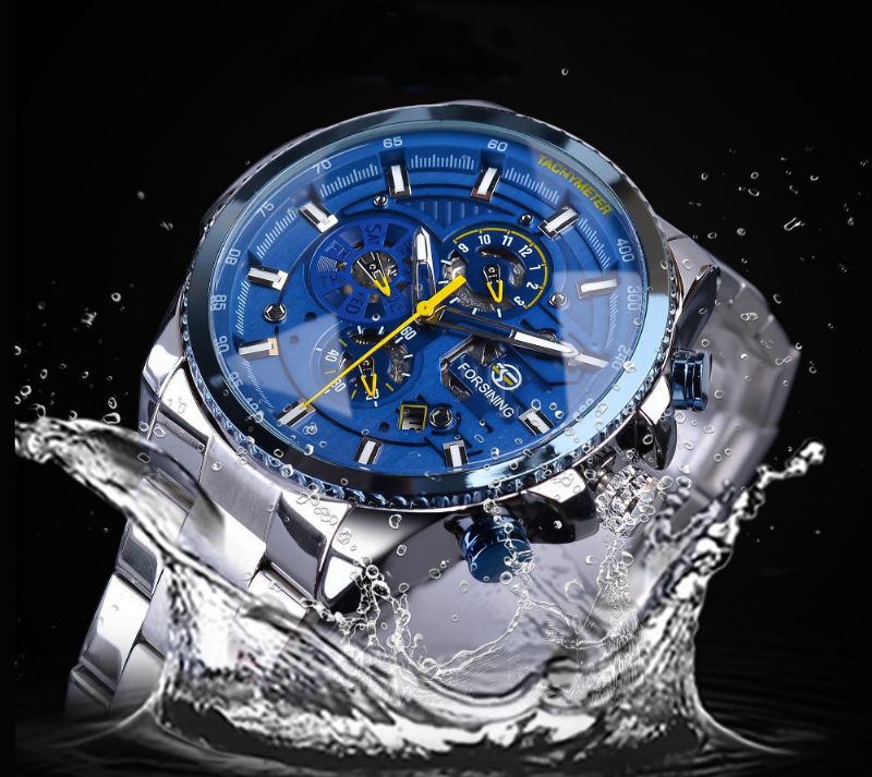 Forsining Gmt1137 Reloj De Moda Para Hombre 3atm Pantalla De Semana Impermeable Reloj Mecánico Con Correa De Acero Inoxidable