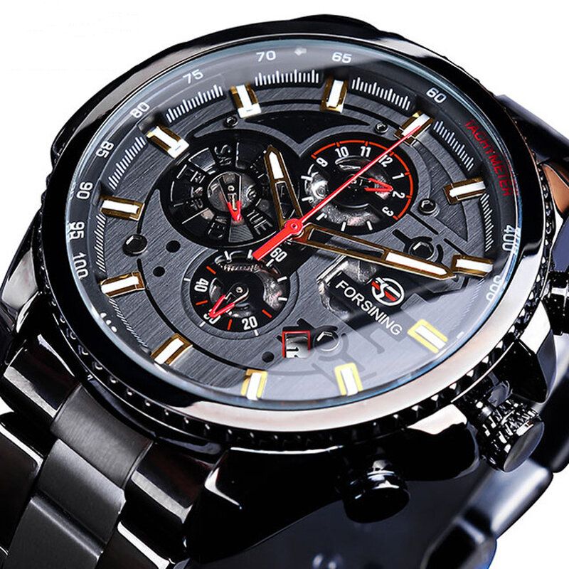 Forsining Gmt1137 Reloj De Moda Para Hombre Luminous Week Month Display Reloj Mecánico Automático