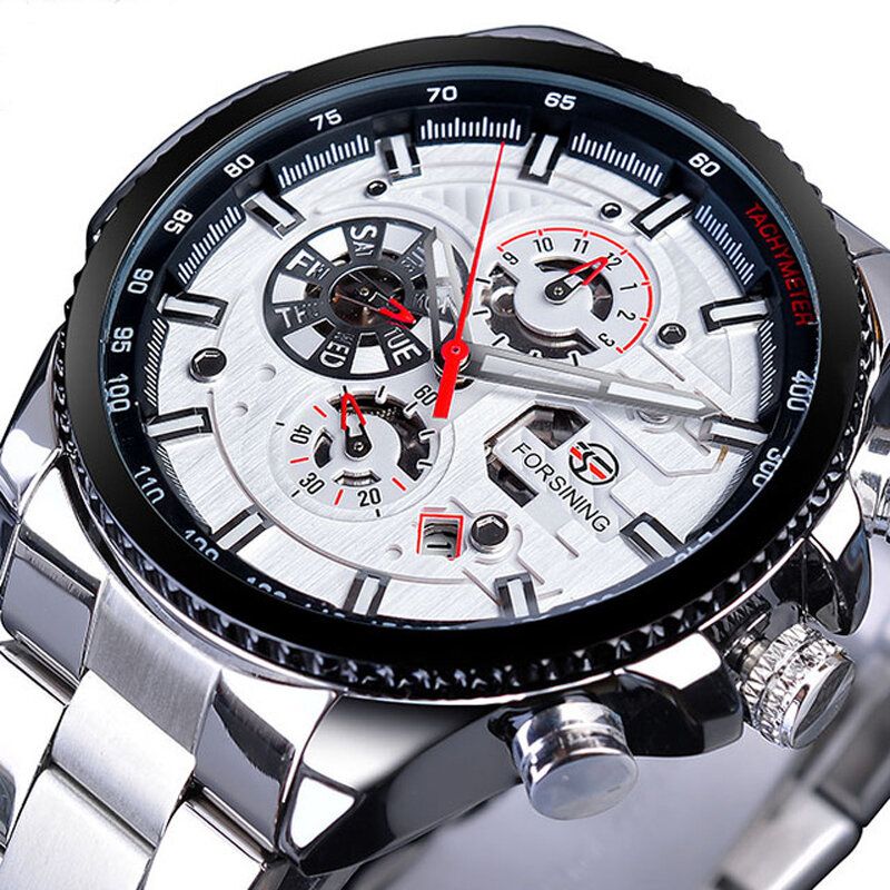 Forsining Gmt1137 Reloj De Moda Para Hombre Luminous Week Month Display Reloj Mecánico Automático