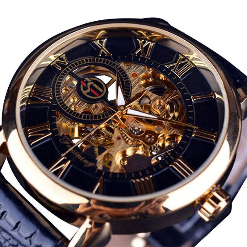 Forsining Gmt838 3d Diseño De Grabado Hueco Pantalla Luminosa Moda Hombres Reloj Mecánico Automático