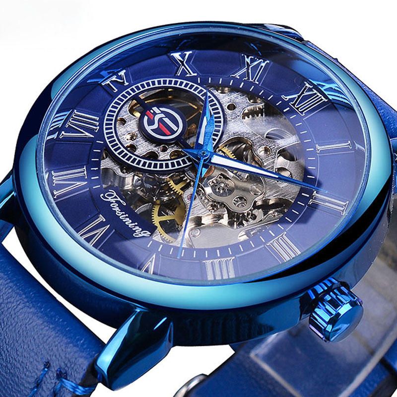 Forsining Gmt838 3d Diseño De Grabado Hueco Pantalla Luminosa Moda Hombres Reloj Mecánico Automático