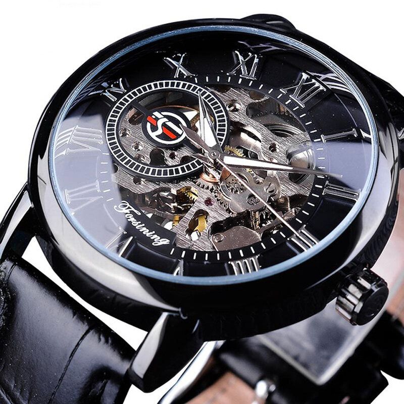 Forsining Gmt838 3d Diseño De Grabado Hueco Pantalla Luminosa Moda Hombres Reloj Mecánico Automático