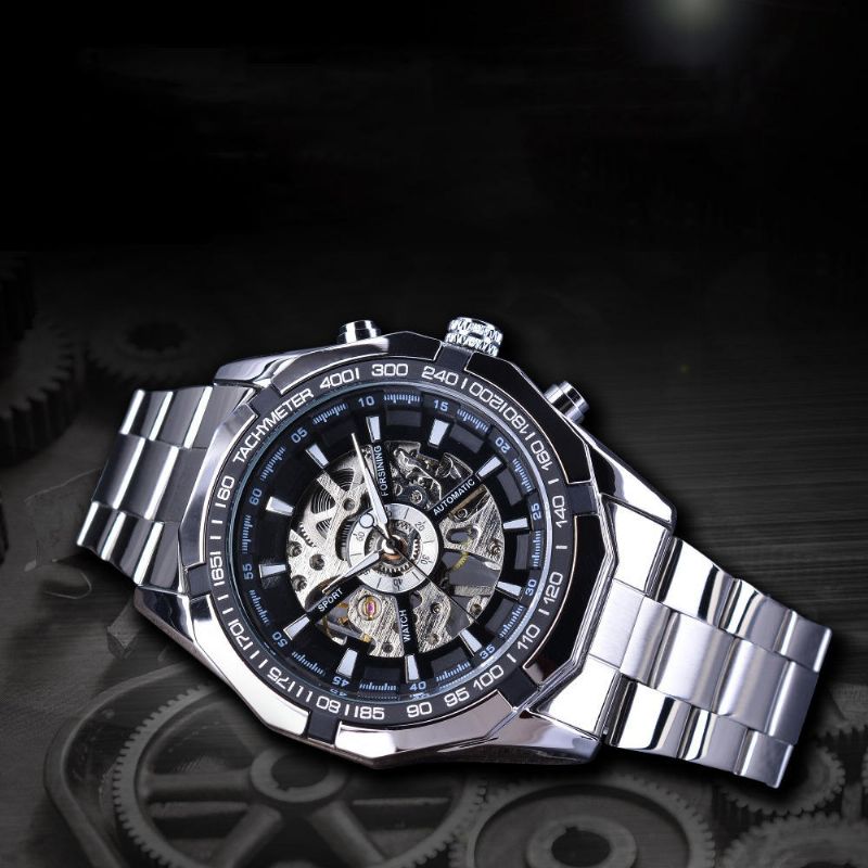 Forsining S101 Reloj De Moda Para Hombre 3atm Reloj Mecánico Con Pantalla Luminosa A Prueba De Agua