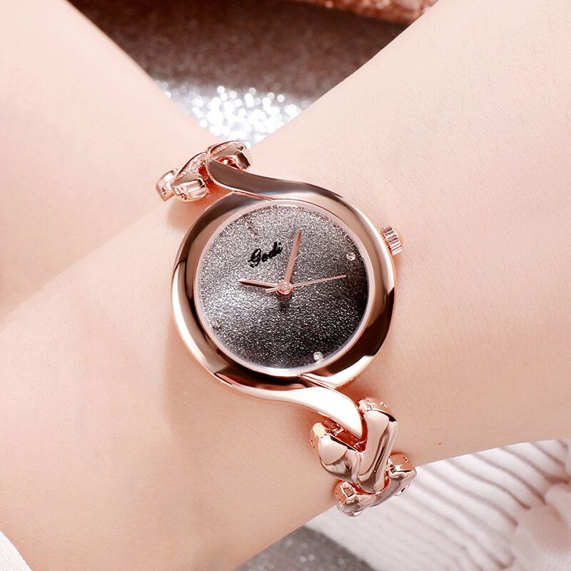 Gedi Fashion Elegant Luxury Crystal Gradient Color Dial Aleación Correa Señoras Pulsera Relojes De Pulsera Reloj De Cuarzo