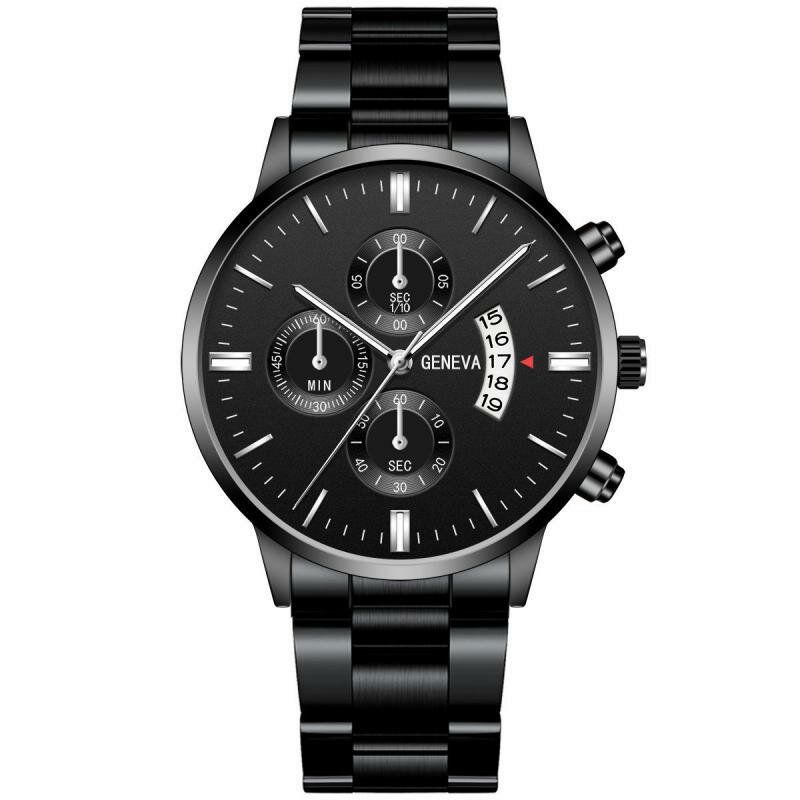 Geneva Reloj De Moda Para Hombre Reloj De Cuarzo De Negocios Con Correa De Acero Inoxidable Con Visualización De Fecha