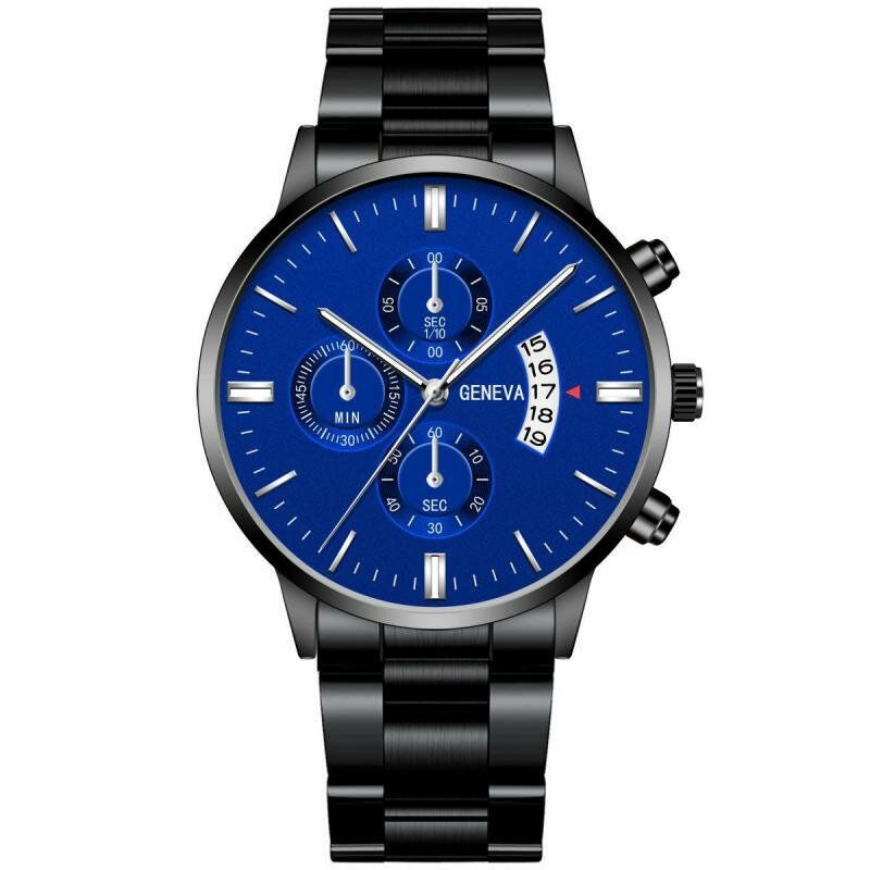 Geneva Reloj De Moda Para Hombre Reloj De Cuarzo De Negocios Con Correa De Acero Inoxidable Con Visualización De Fecha