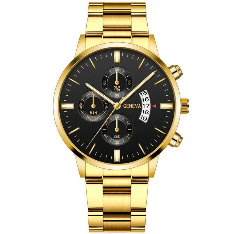 Geneva Reloj De Moda Para Hombre Reloj De Cuarzo De Negocios Con Correa De Acero Inoxidable Con Visualización De Fecha