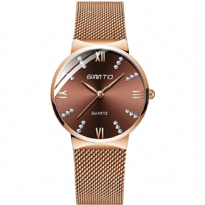 Gimto Gm616 Crystal Colorful Dial Fashion Rose Gold Mesh Steel Correa Casual Reloj De Cuarzo Para Mujer