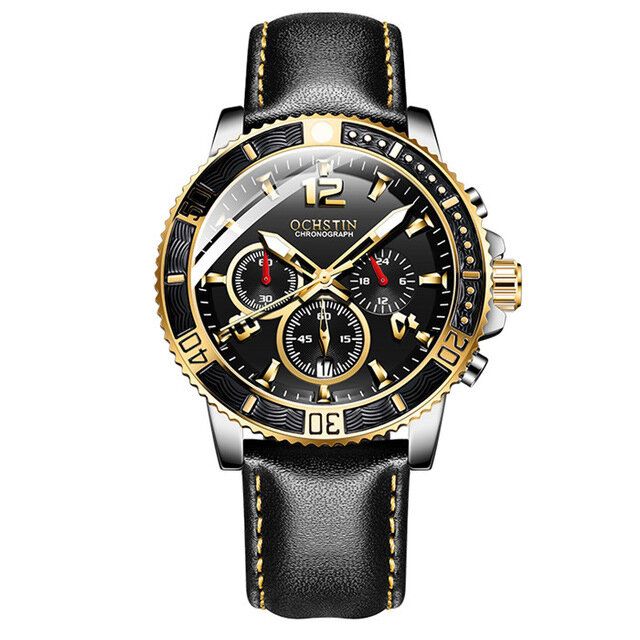 Gq045b Reloj De Pulsera De Estilo Empresarial Para Hombre Reloj De Pulsera De Cuero Reloj De Cuarzo