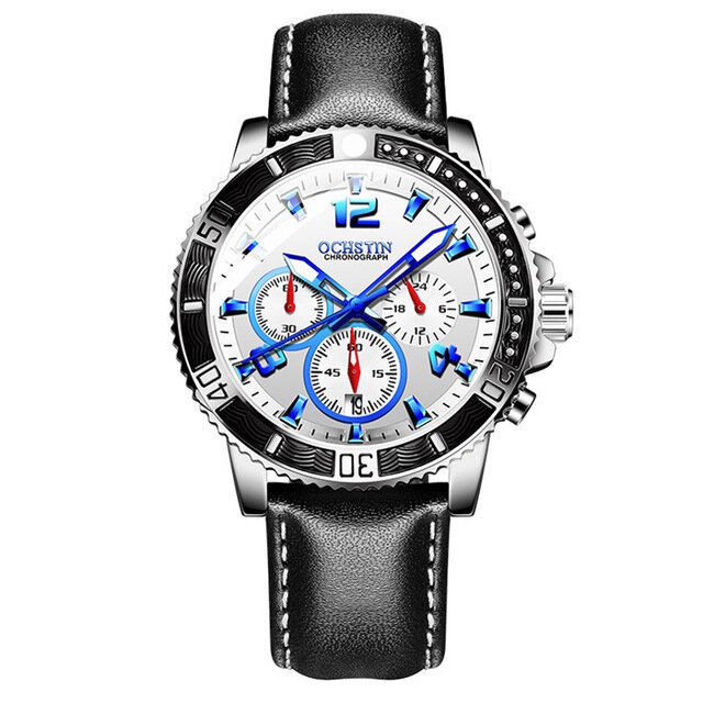 Gq045b Reloj De Pulsera De Estilo Empresarial Para Hombre Reloj De Pulsera De Cuero Reloj De Cuarzo