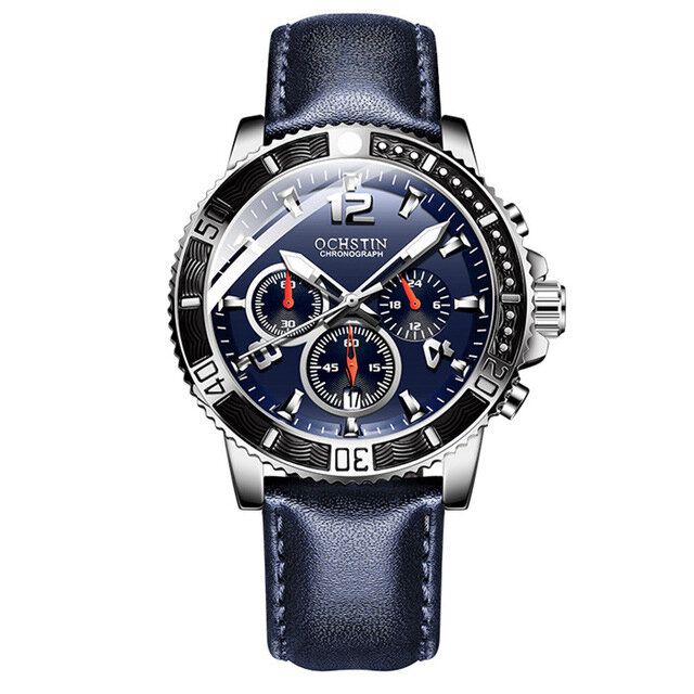 Gq045b Reloj De Pulsera De Estilo Empresarial Para Hombre Reloj De Pulsera De Cuero Reloj De Cuarzo