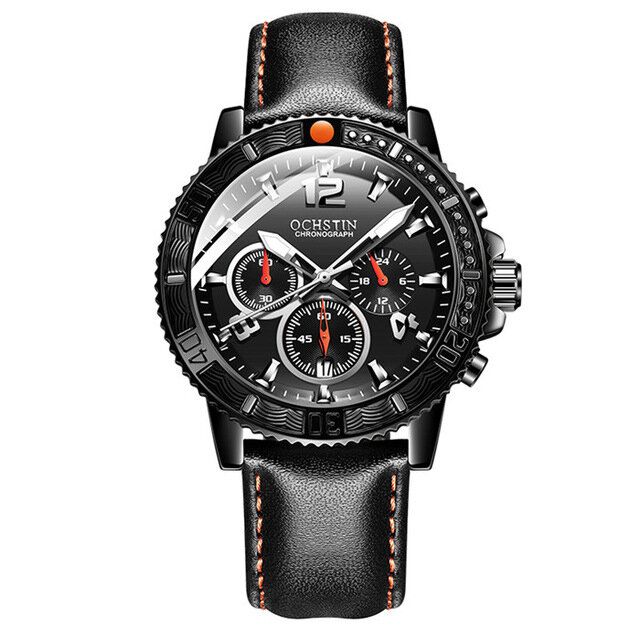 Gq045b Reloj De Pulsera De Estilo Empresarial Para Hombre Reloj De Pulsera De Cuero Reloj De Cuarzo