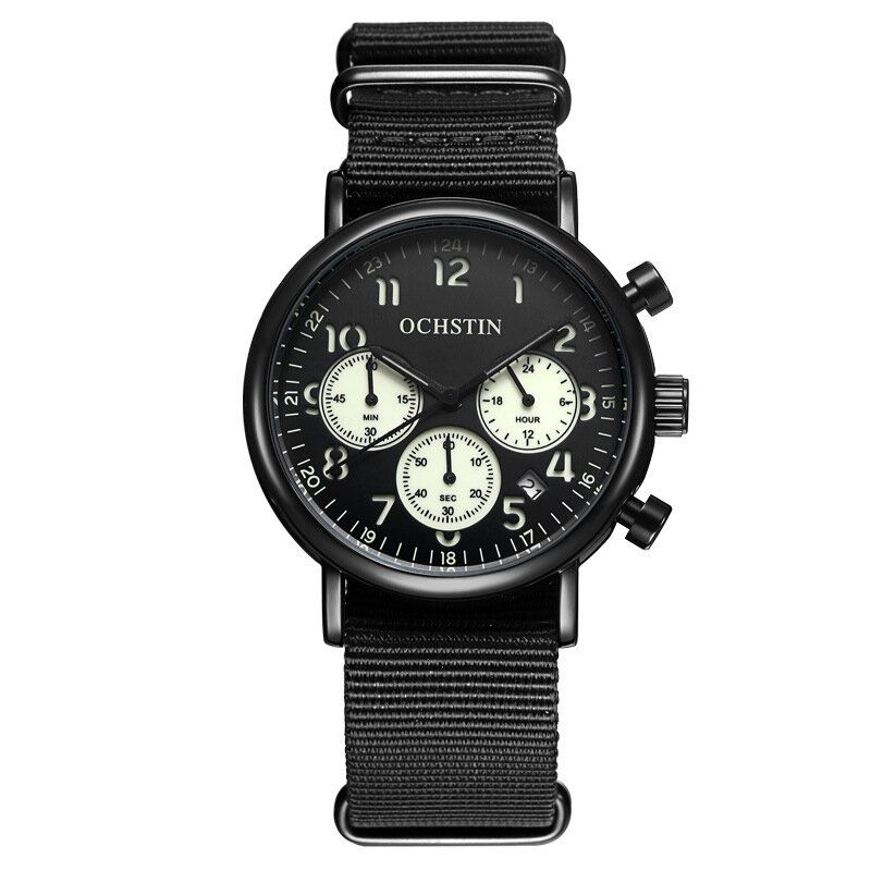 Gq081a Cronógrafo Estilo Casual Reloj De Pulsera Para Hombre Reloj De Cuarzo Con Banda De Cuero Genuino