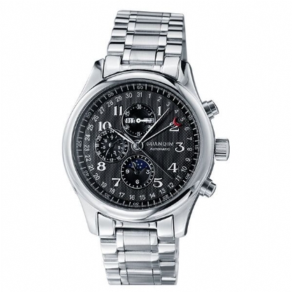 Gq20022 Masculino Multifuncional Luminoso Doble Calendario Impermeable Hombres Reloj Mecánico Con Correa De Acero Inoxidable