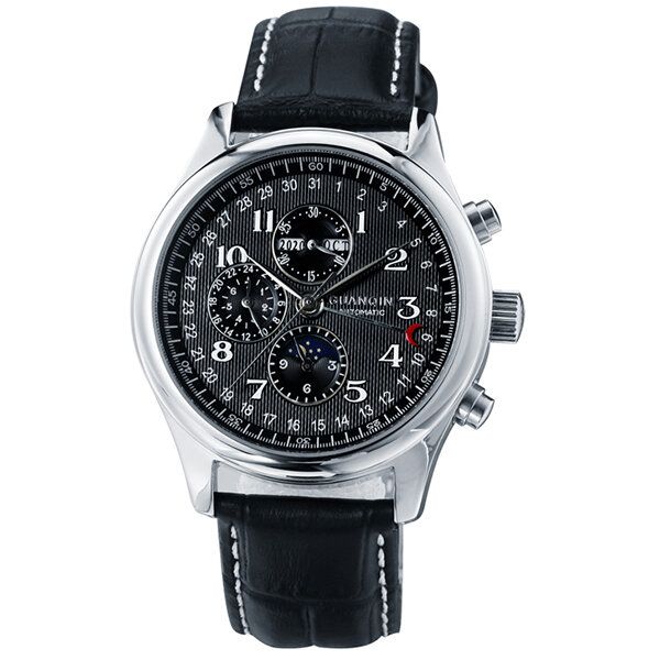 Gq20022 Masculino Multifuncional Luminoso Doble Calendario Impermeable Hombres Reloj Mecánico Con Correa De Acero Inoxidable