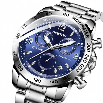 Gq6123b Reloj De Pulsera Impermeable De Estilo Casual Para Hombre Reloj De Cuarzo Con Cronógrafo De Acero Completo