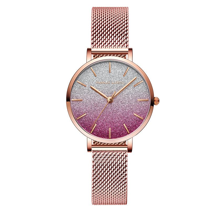 Hannah Martin Hm1323 Reloj De Cuarzo Para Mujer Con Esfera De Degradado De Color Ultrafino De Acero Completo