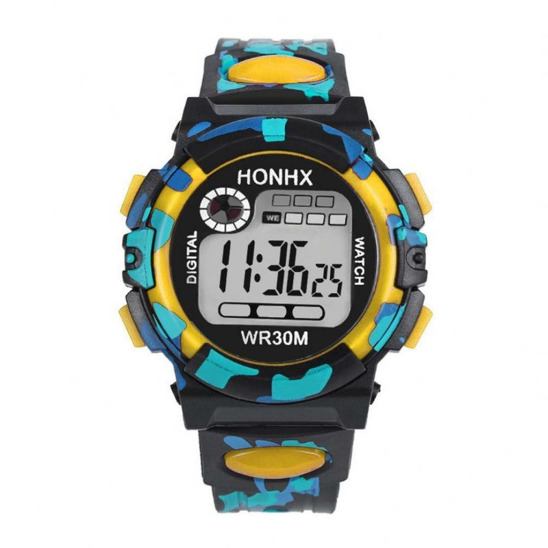 Honhx 62 Reloj De Moda Para Hombre Fecha Luminosa Pantalla De Semana Reloj Digital Deportivo De Camuflaje Multifunción