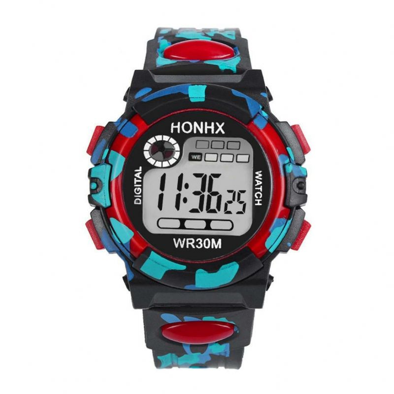 Honhx 62 Reloj De Moda Para Hombre Fecha Luminosa Pantalla De Semana Reloj Digital Deportivo De Camuflaje Multifunción