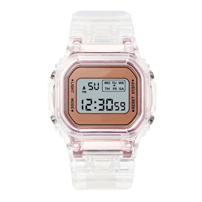 Honhx T576 Reloj Digital Multifunción Con Pantalla Luminosa Reloj Transparente Con Alarma Y Cronómetro Para Mujer