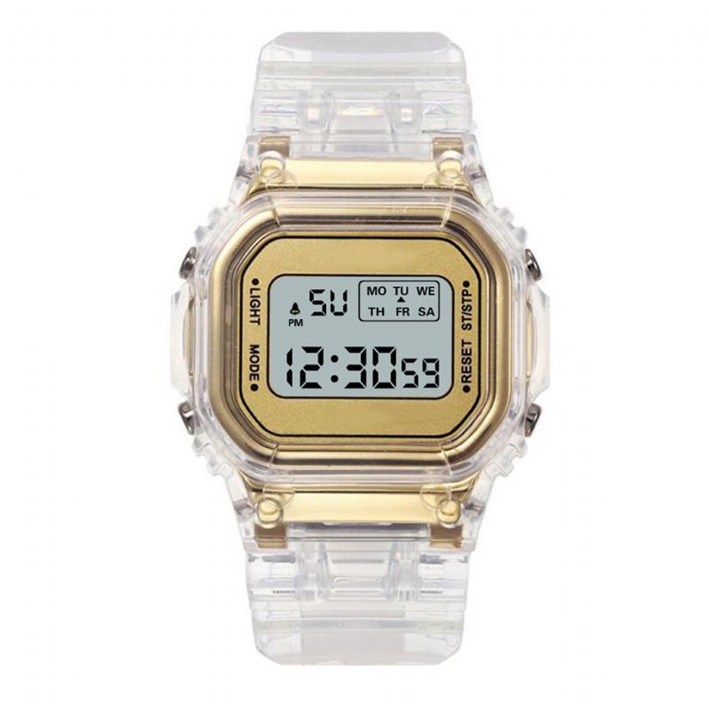 Honhx T576 Reloj Digital Multifunción Con Pantalla Luminosa Reloj Transparente Con Alarma Y Cronómetro Para Mujer