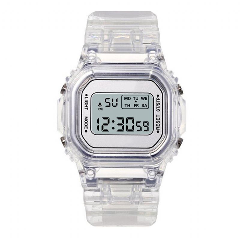 Honhx T576 Reloj Digital Multifunción Con Pantalla Luminosa Reloj Transparente Con Alarma Y Cronómetro Para Mujer