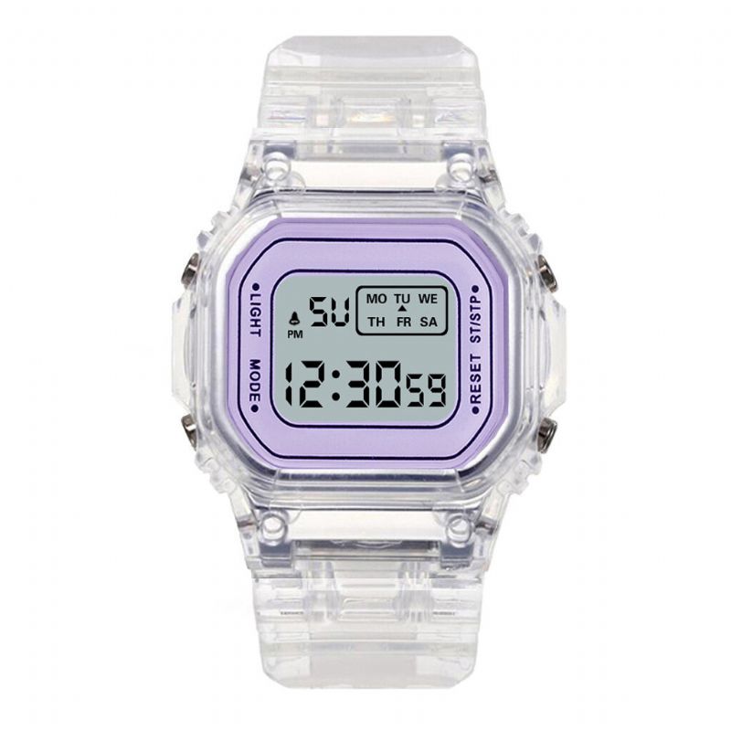 Honhx T576 Reloj Digital Multifunción Con Pantalla Luminosa Reloj Transparente Con Alarma Y Cronómetro Para Mujer