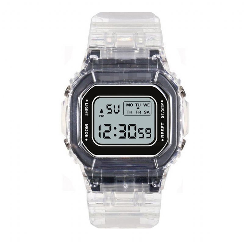 Honhx T576 Reloj Digital Multifunción Con Pantalla Luminosa Reloj Transparente Con Alarma Y Cronómetro Para Mujer