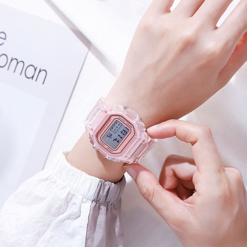 Honhx T576 Reloj Digital Multifunción Con Pantalla Luminosa Reloj Transparente Con Alarma Y Cronómetro Para Mujer