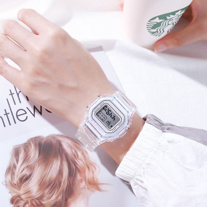 Honhx T576 Reloj Digital Multifunción Con Pantalla Luminosa Reloj Transparente Con Alarma Y Cronómetro Para Mujer