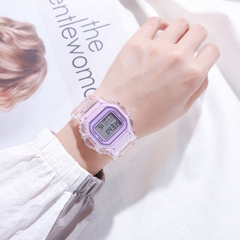 Honhx T576 Reloj Digital Multifunción Con Pantalla Luminosa Reloj Transparente Con Alarma Y Cronómetro Para Mujer