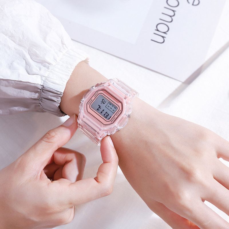 Honhx T576 Reloj Digital Multifunción Con Pantalla Luminosa Reloj Transparente Con Alarma Y Cronómetro Para Mujer