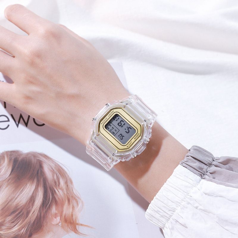 Honhx T576 Reloj Digital Multifunción Con Pantalla Luminosa Reloj Transparente Con Alarma Y Cronómetro Para Mujer